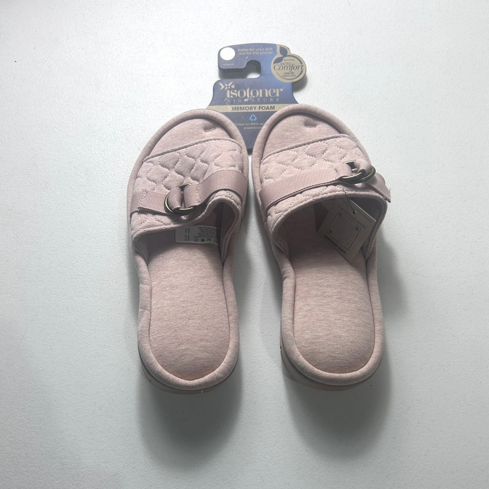 Isotoner‎ Signature Memory Foam Comfort Pink Slide Slippers Medium (7.5-8) NEW